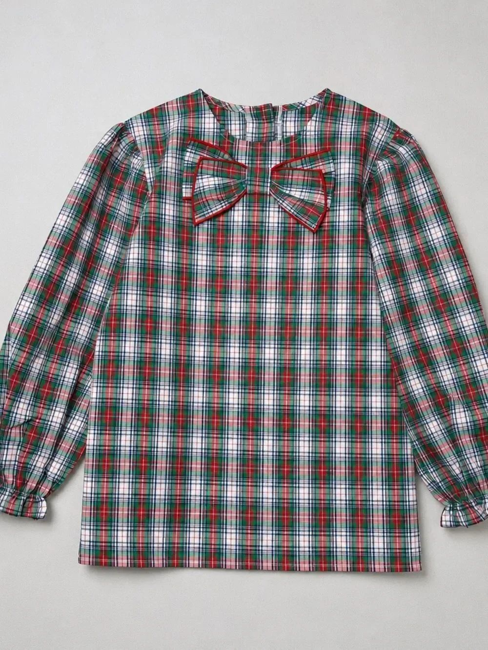 The Beaufort Bonnet Company Beatrice Bow Blouse Prestonwood Plaid/Richmond Red 8
